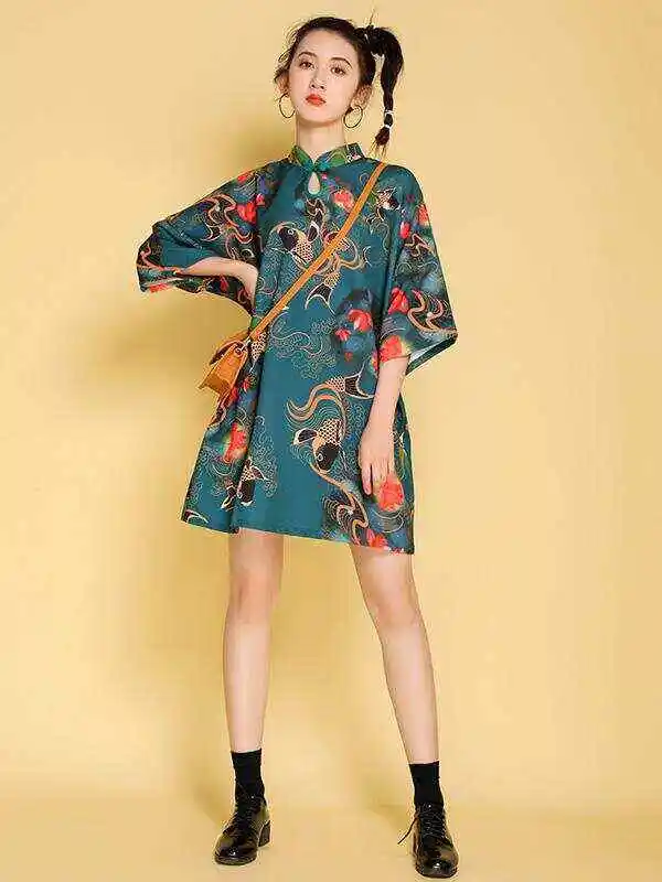 Artistic Retro Printed Short Cheongsams