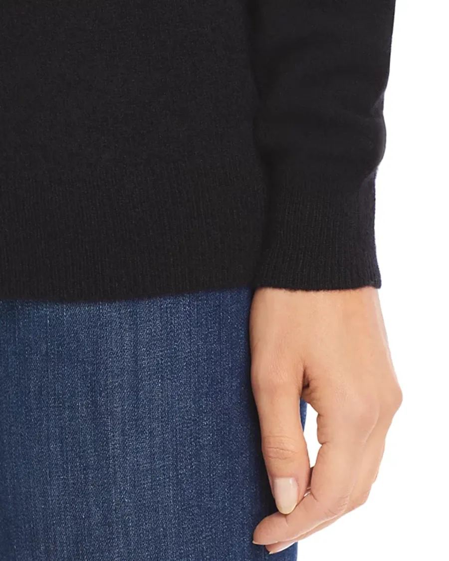 Casual Style Ribbed Crewneck Cashmere Sweater