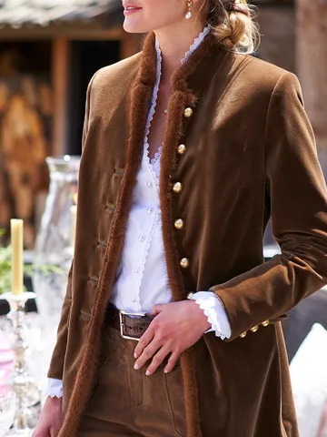 Plain Stand Collar Teddy Jacket