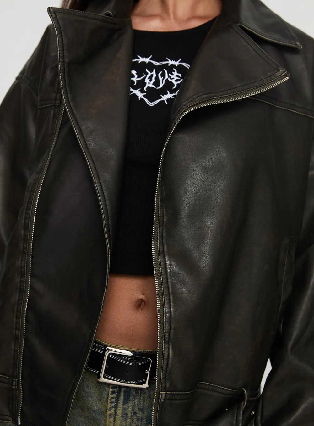 Oversized Boyfriend Fit Biker Jacket