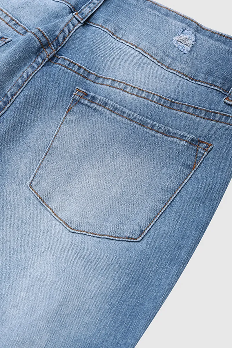 Ladder Ripped Low Rise Skinny Jeans