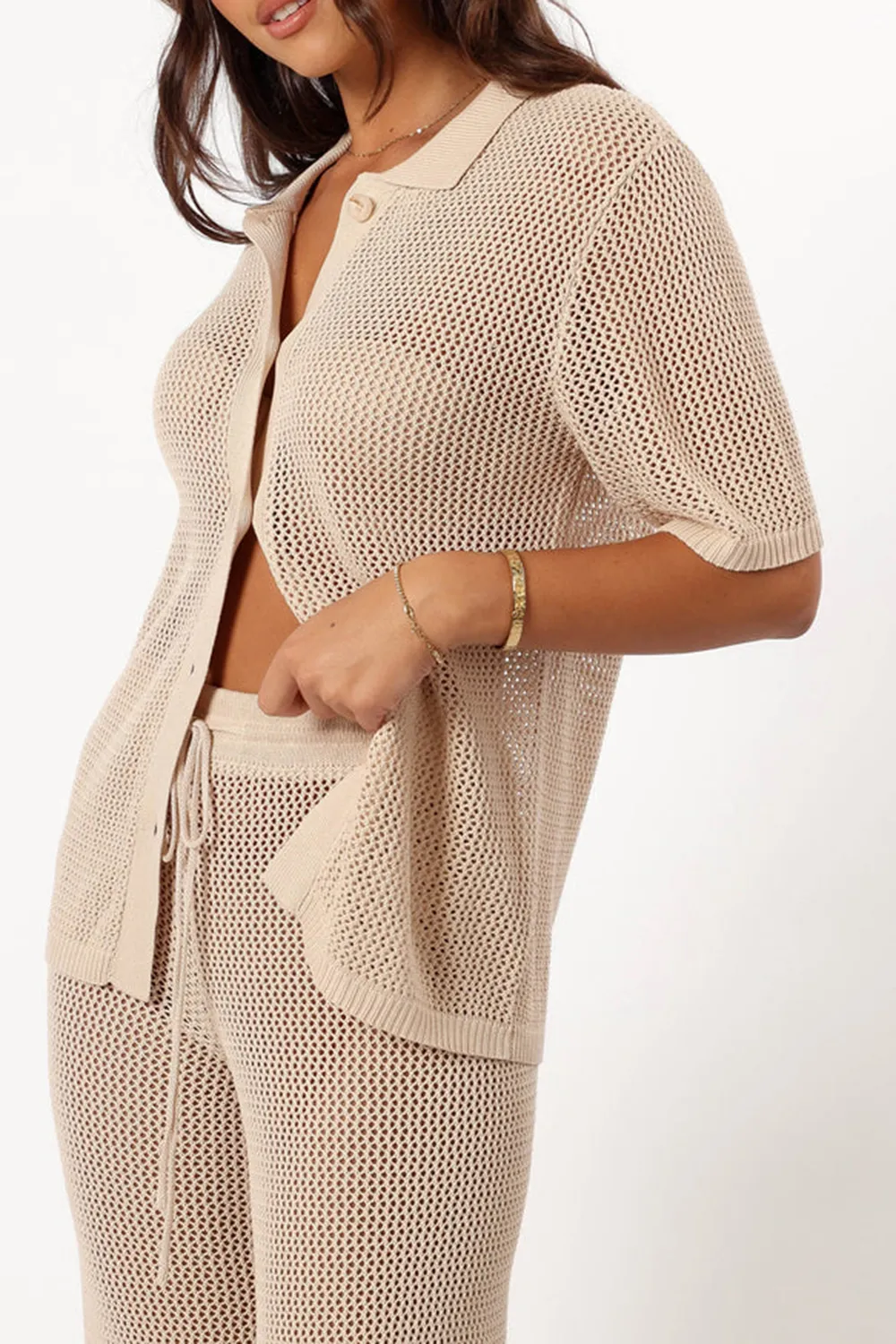 WHITE MESH TRANSLUCENT LONG SLEEVE TOP