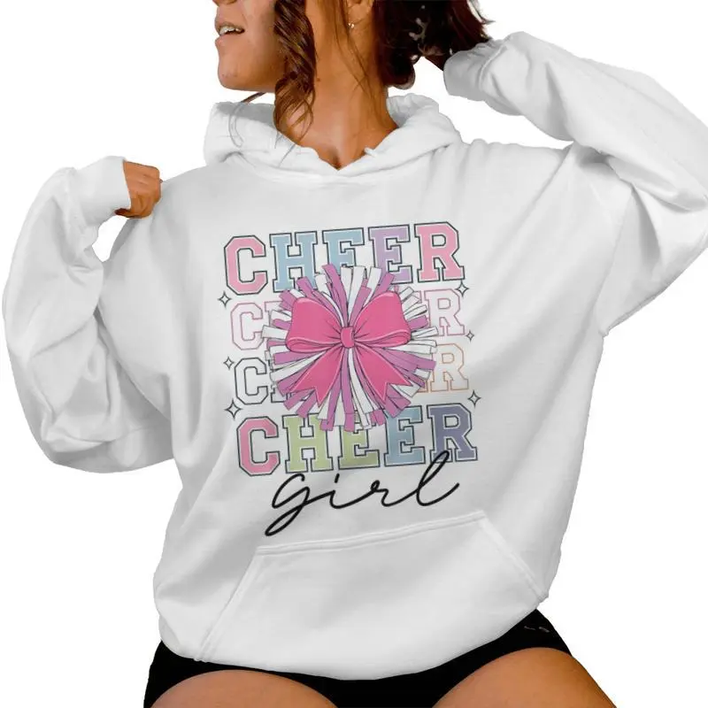 Groovy Cheer Girl Coquette Bow Girls Cheerleading Women Hoodie