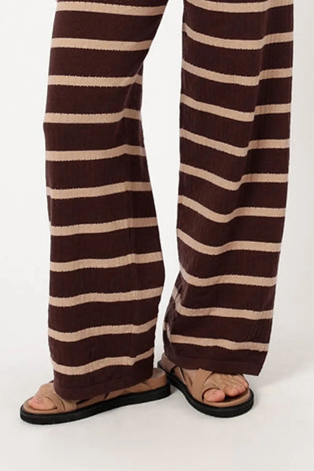 CHOCOLATE BROWN STRIPE KNIT PANT
