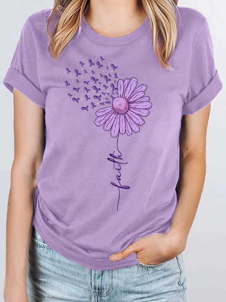 Women'S Alzheimer'S Awareness Printed Short Sleeve T-Shirt