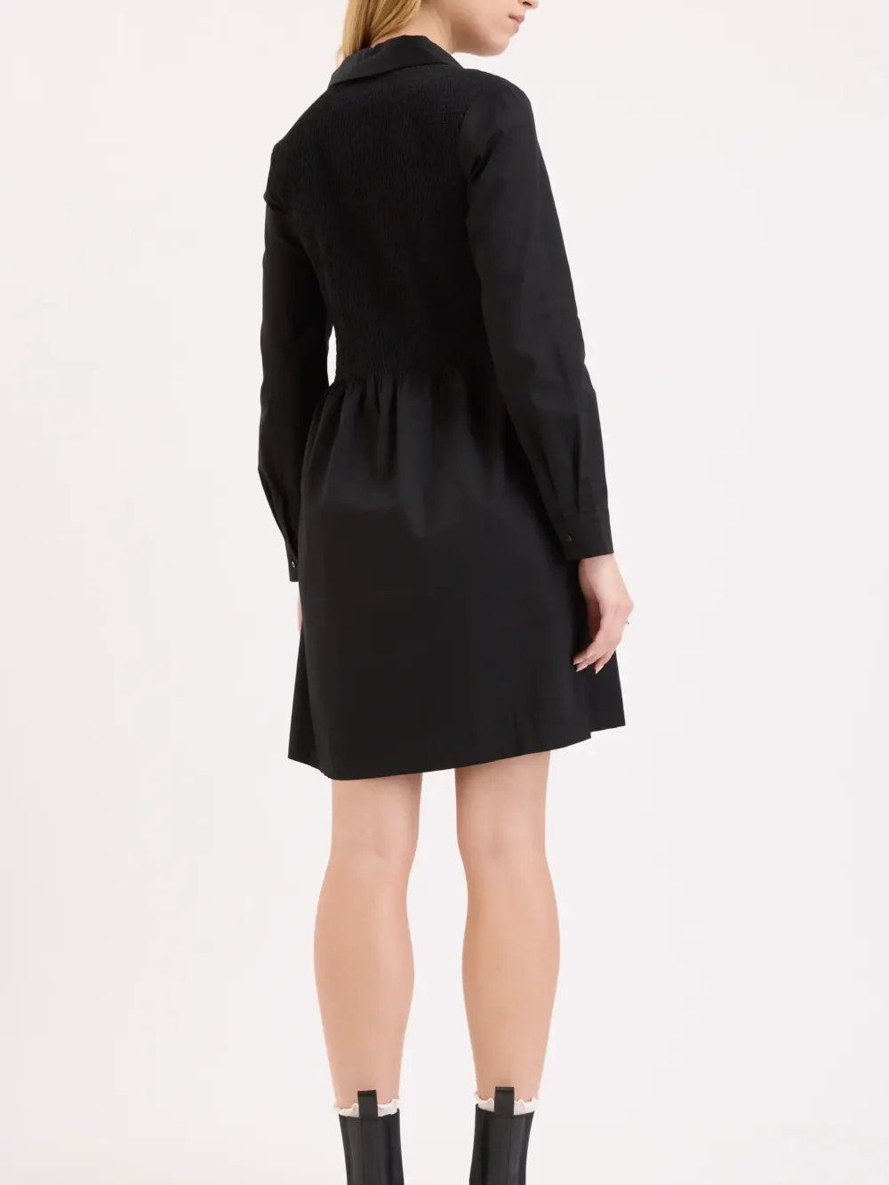 Black Shirred Detail Dress