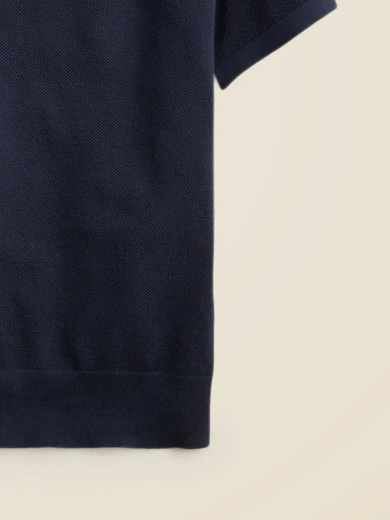 Dark Navy Short Sleeve Knit Sweater