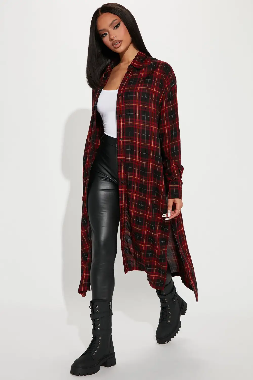 Paris Plaid Maxi Top - Red/Combo