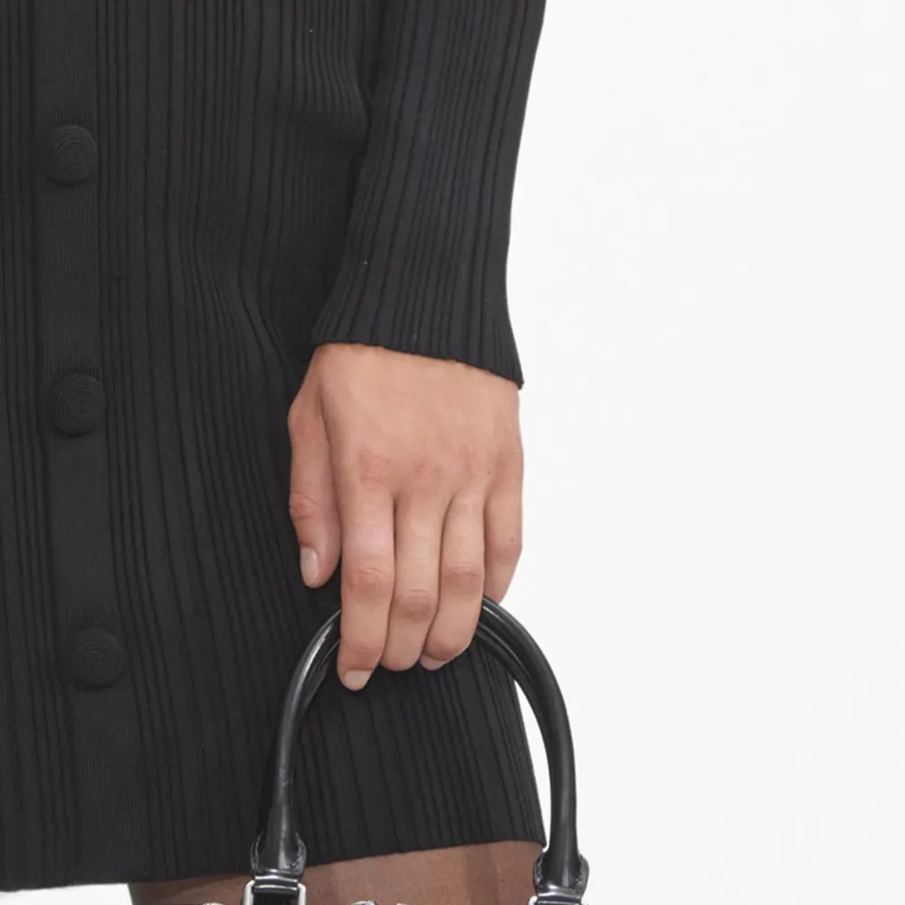 Black Off Shoulder Knit Mini Dress