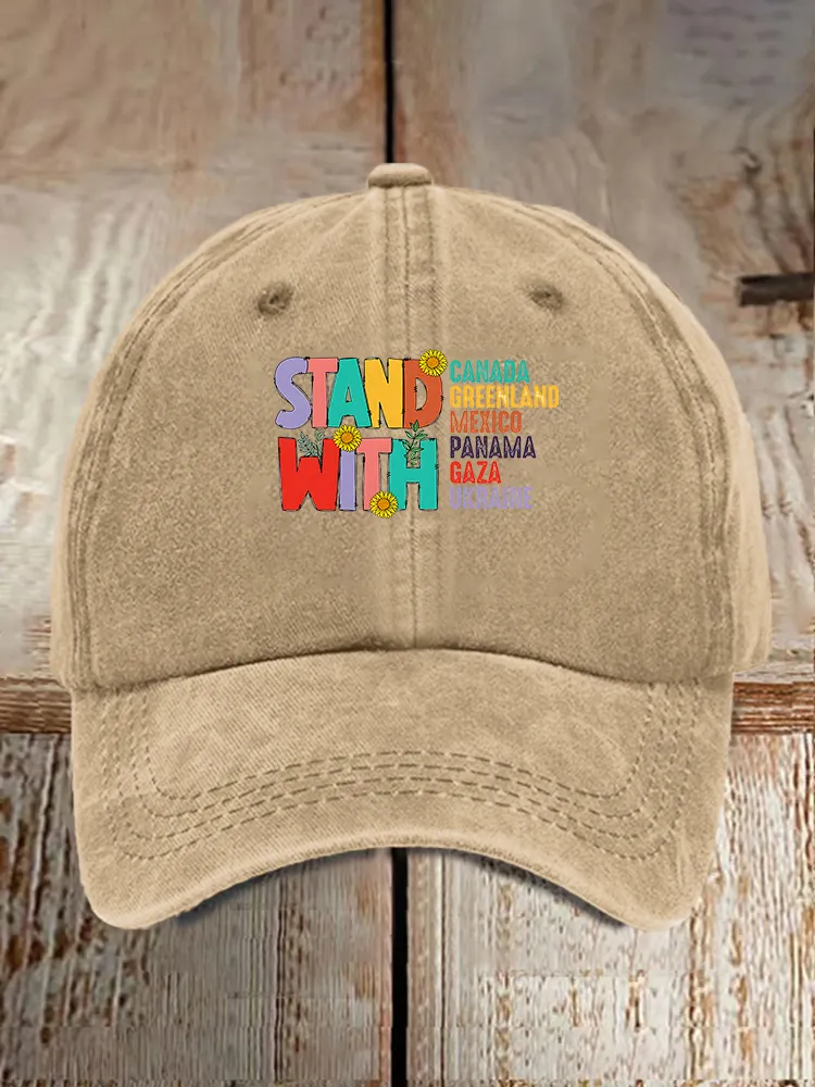Men And Women's I Stand With Them Washed Baseball Cap
