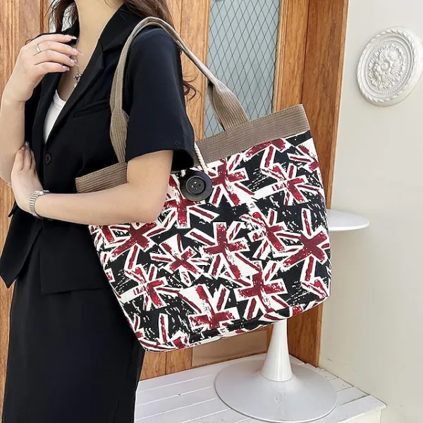 Women's Handbag Shoulder Bag Bucket Bag Canvas Daily Holiday Large Capacity Breathable Durable Leopard Black Dark Red