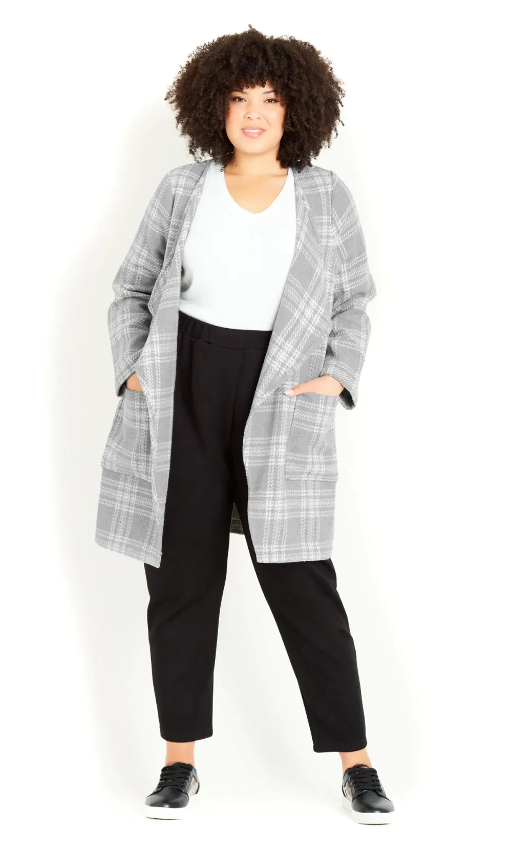 Evans Grey Checked Waterfall Jacket