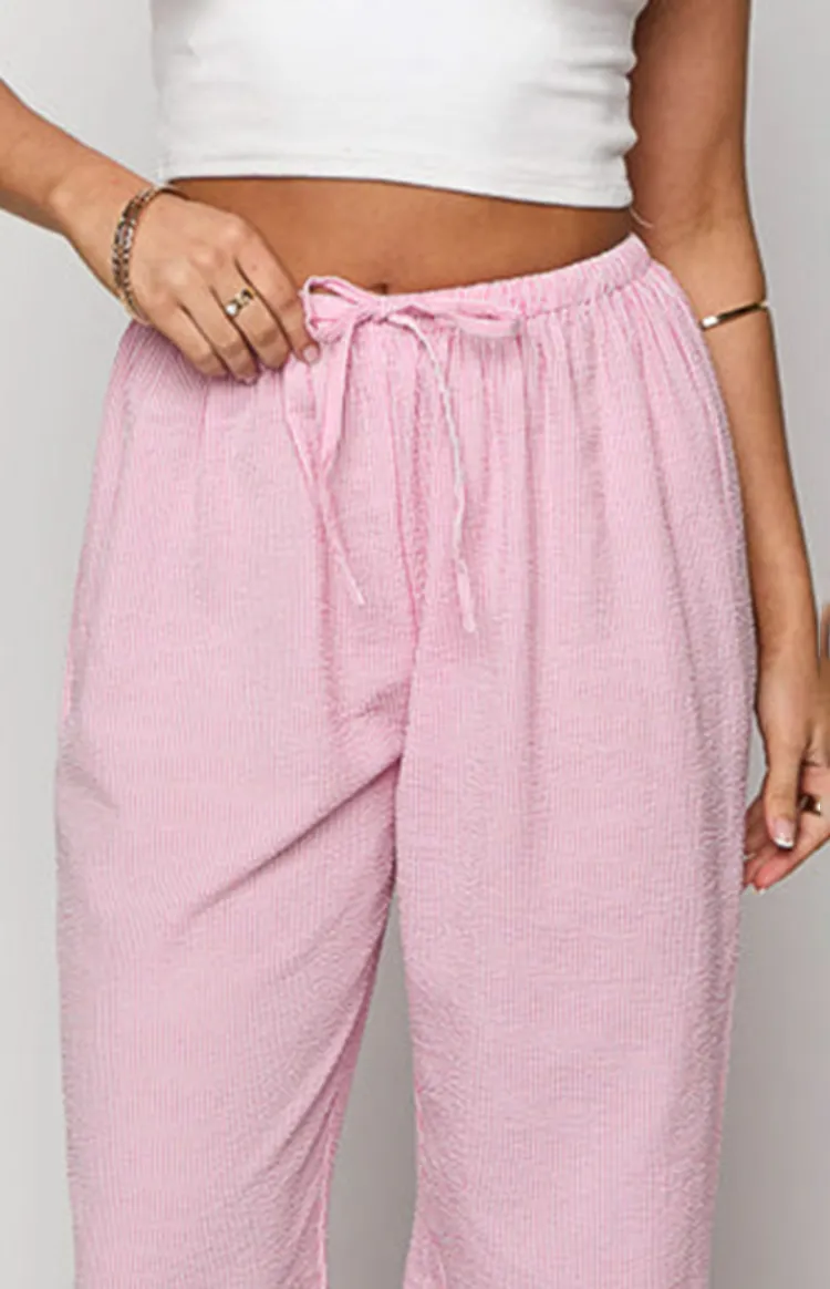 Pink Striped Drawstring Pants
