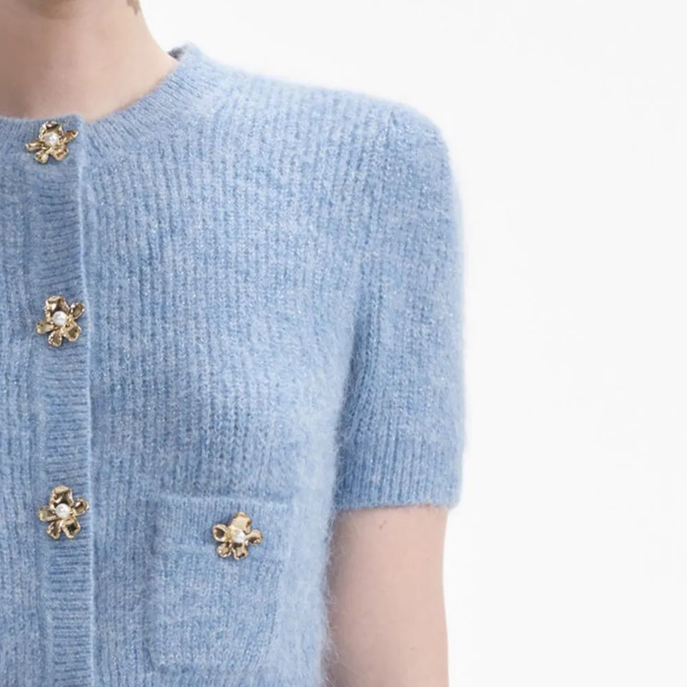 Blue Soft Knit Midi Skirt