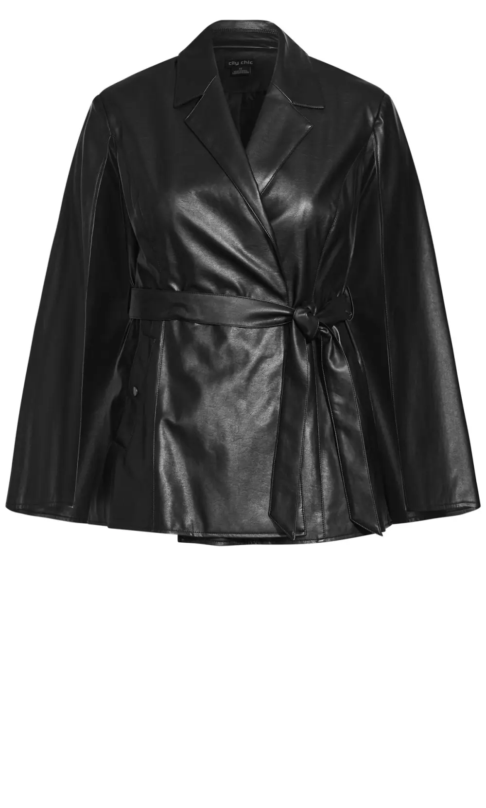 Evans Black Faux Leather Cape Jacket