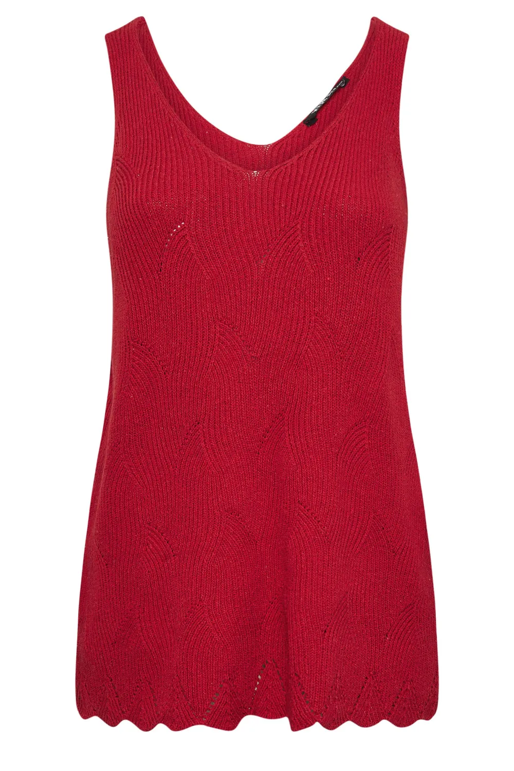 YOURS Curve Natural Brown Scallop Hem Knitted Vest Top