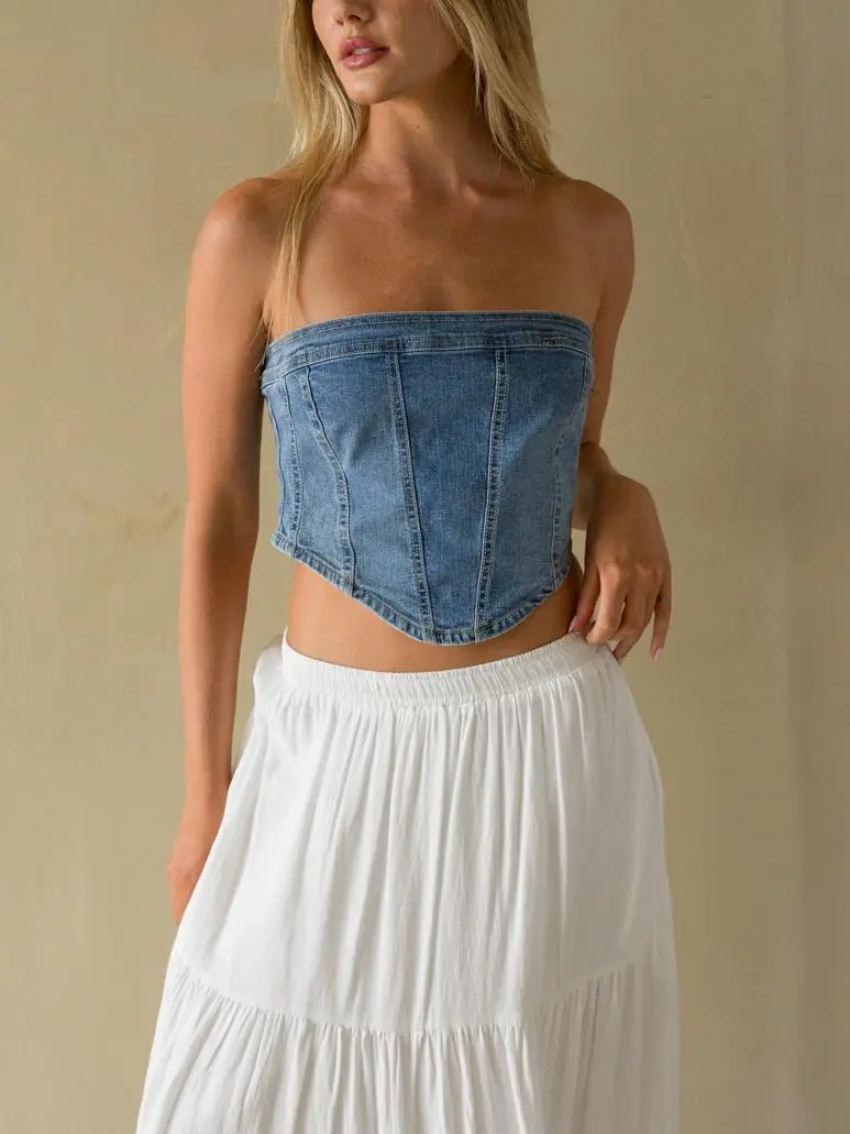 Pippa Strapless Denim Corset Top
