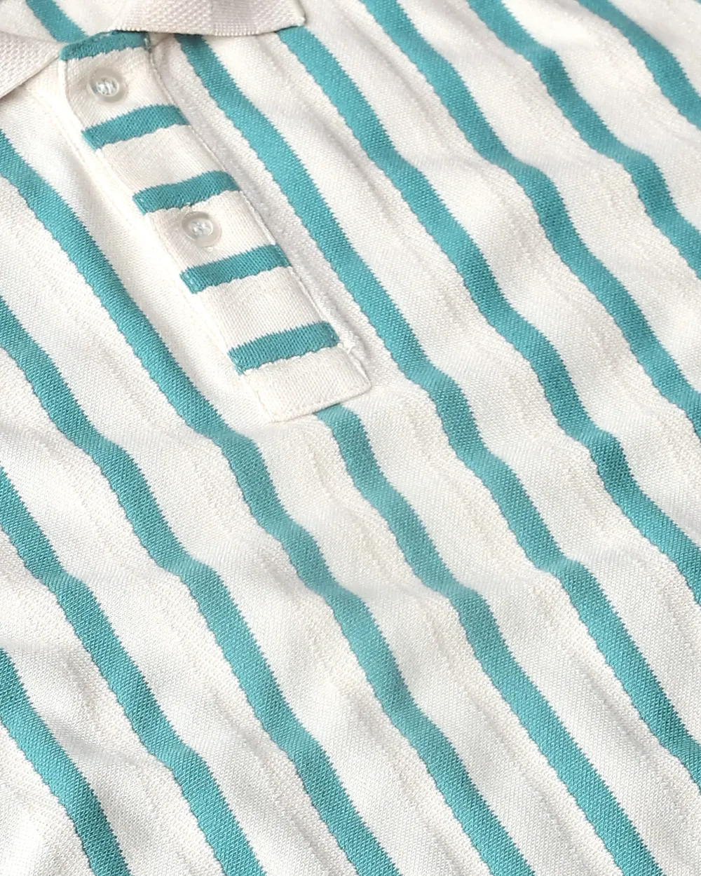Daily Simple Teal Striped Textured Polo Shirt