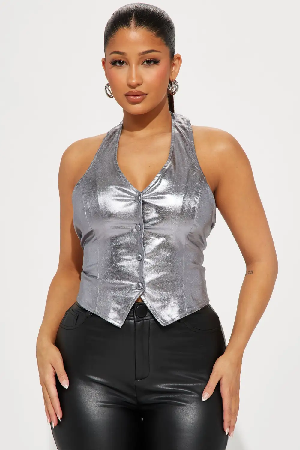 Mirrorball Metallic Vest - Silver