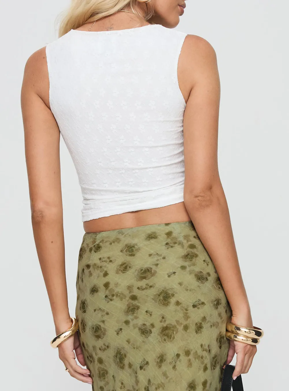 White Cut Out Twisted Tank Top