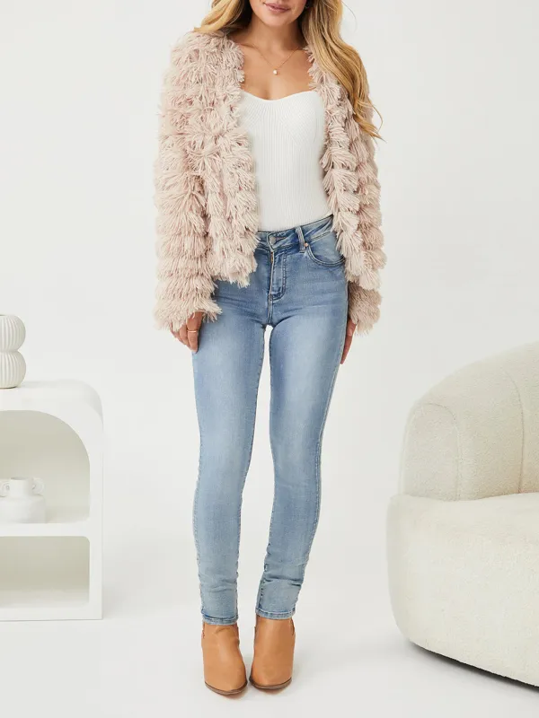 Beige Daily Long sleeves Jacket