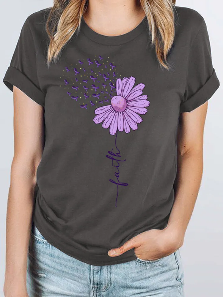 Women'S Alzheimer'S Awareness Printed Short Sleeve T-Shirt