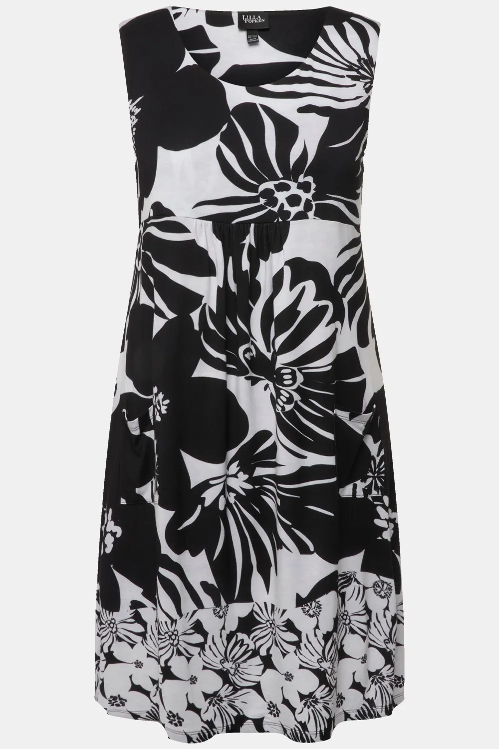 Minikleid Blüten A-Linie Rundhals ärmellos