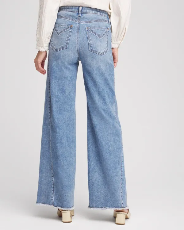 High-Rise Wide-Leg Frayed Jeans