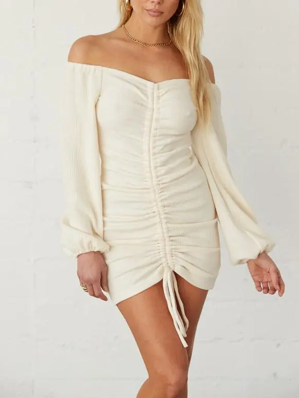 Off Shoulder Cinched Mini Dress