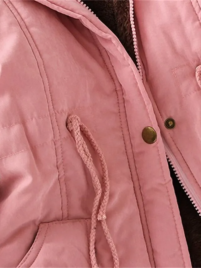 Women's Winter Coat Fleece Lined Parka Thermal Warm Windproof Puffer Jacket with Pocket Hooded Heated Jacket Fall Outerwear Drawstring Outdoor Street Fashion Casual Outerwear