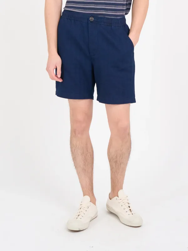 Indigo Blue Straight-Leg Cotton Shorts