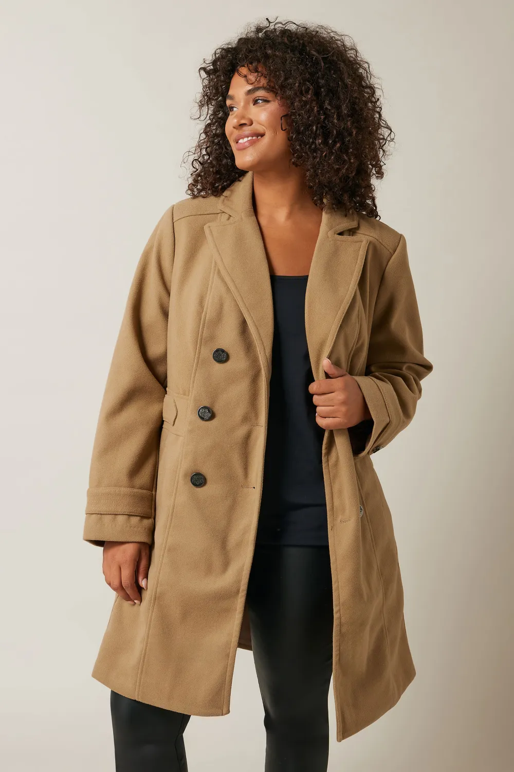 Evans Camel Tailored Mid Length Coat