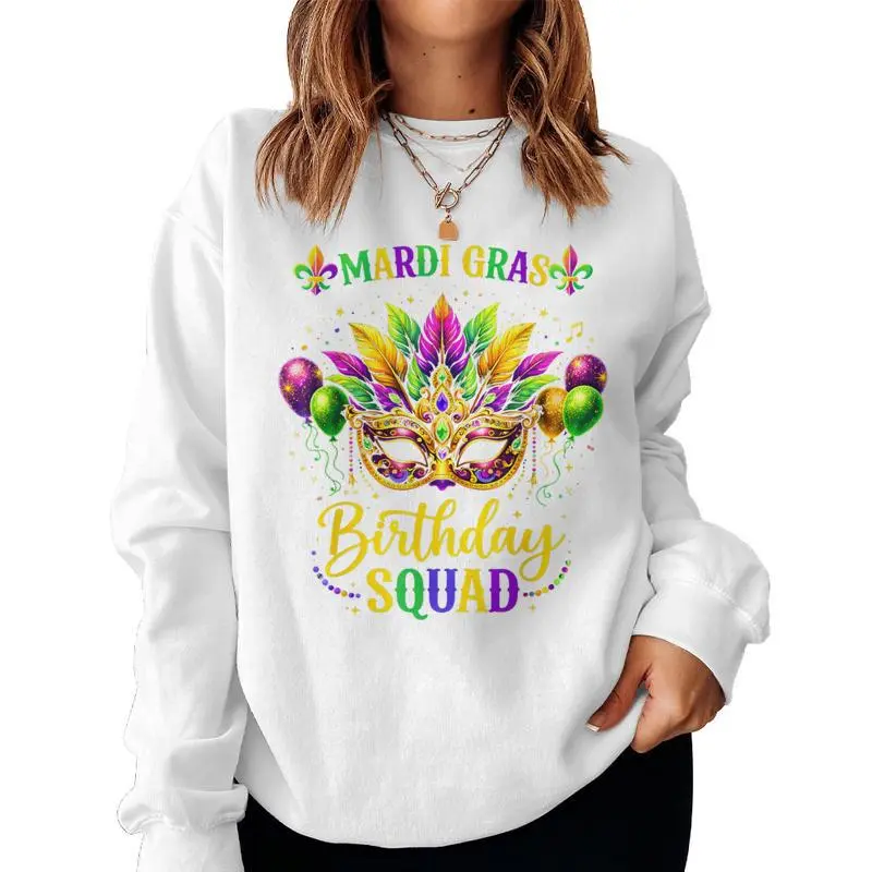 Birthday Squad Mardi Gras Crew Party Girl Toddler Boys Women Sweatshirt