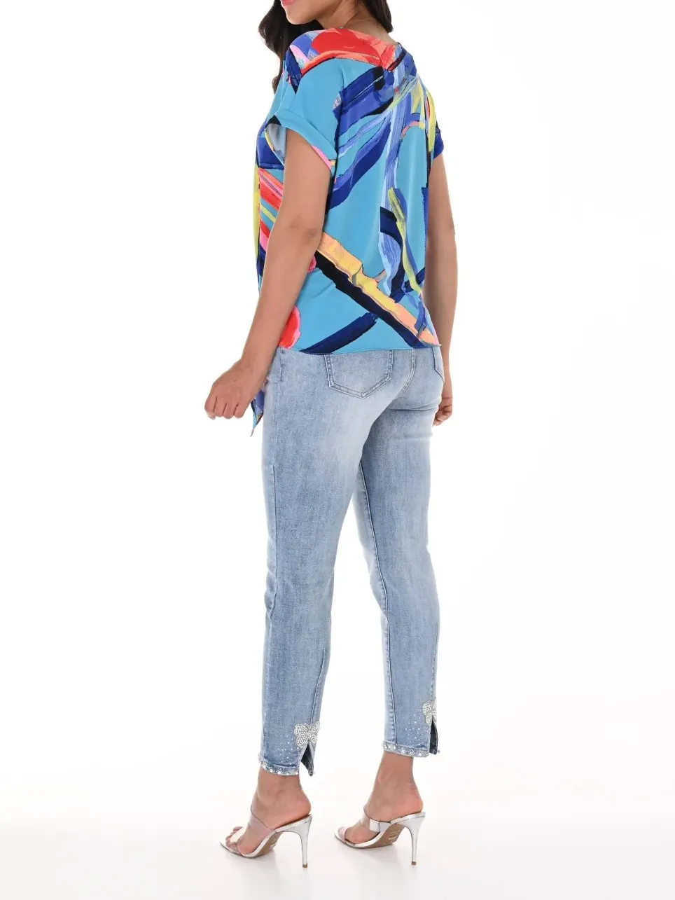 Denim Blue Bow - Back Woven Jeans