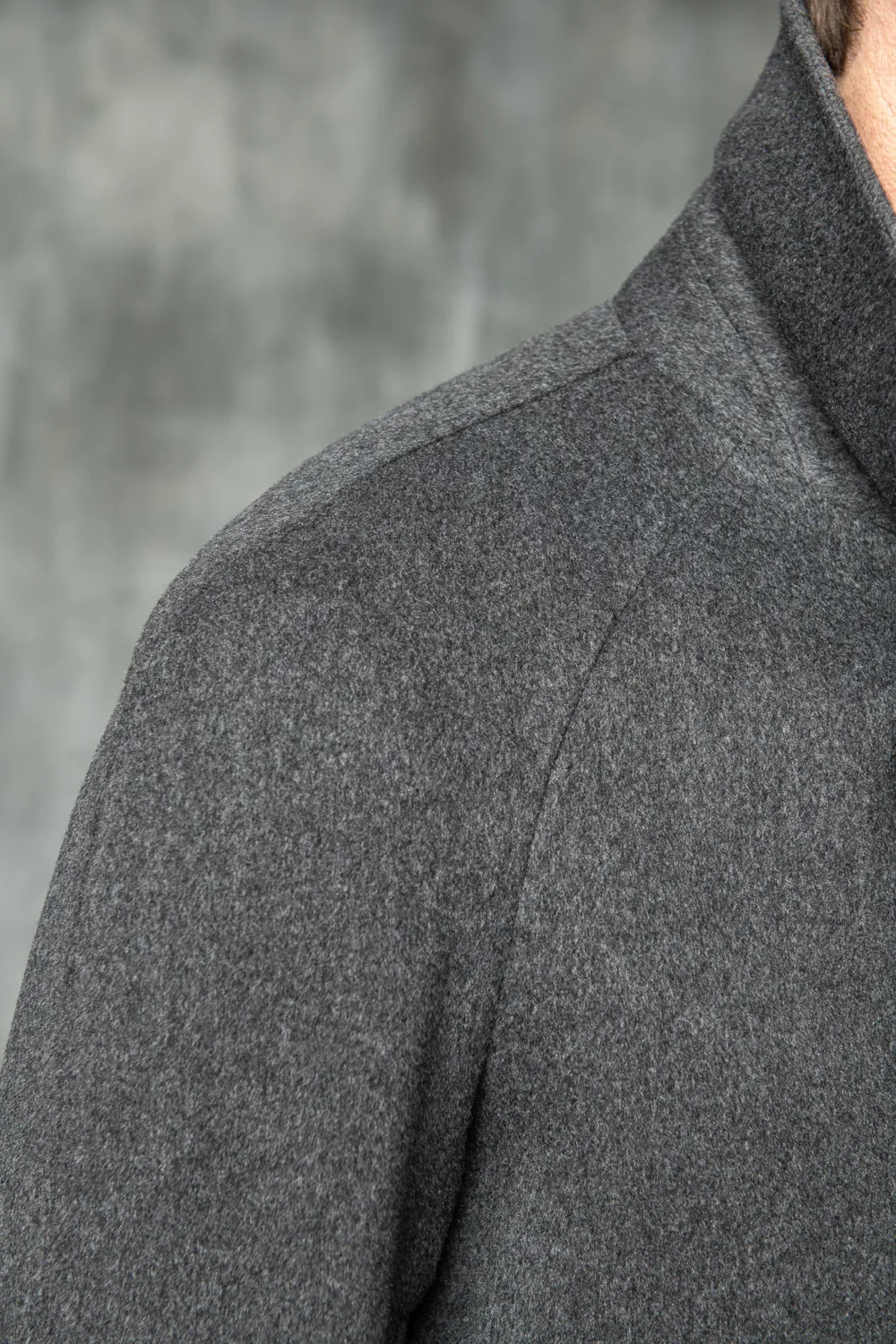 Grey Raglan Coat In  Wool