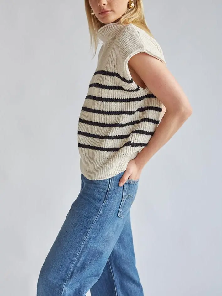 Amari Mock Neck Sleeveless Sweater Top