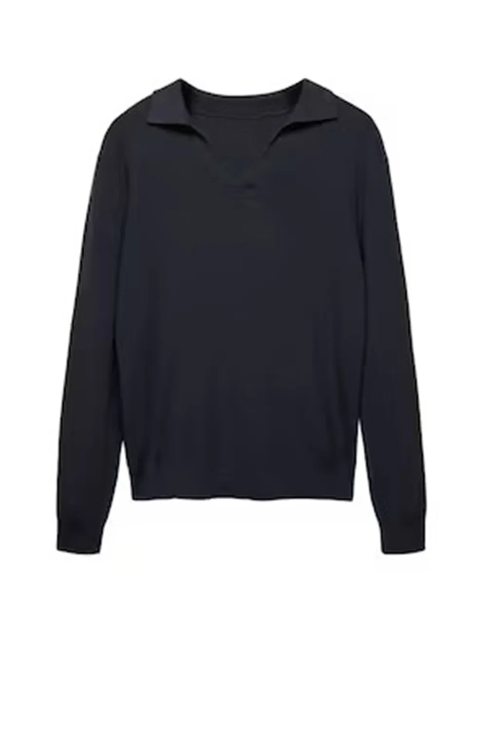 Ribbed Knit Polo Shirt