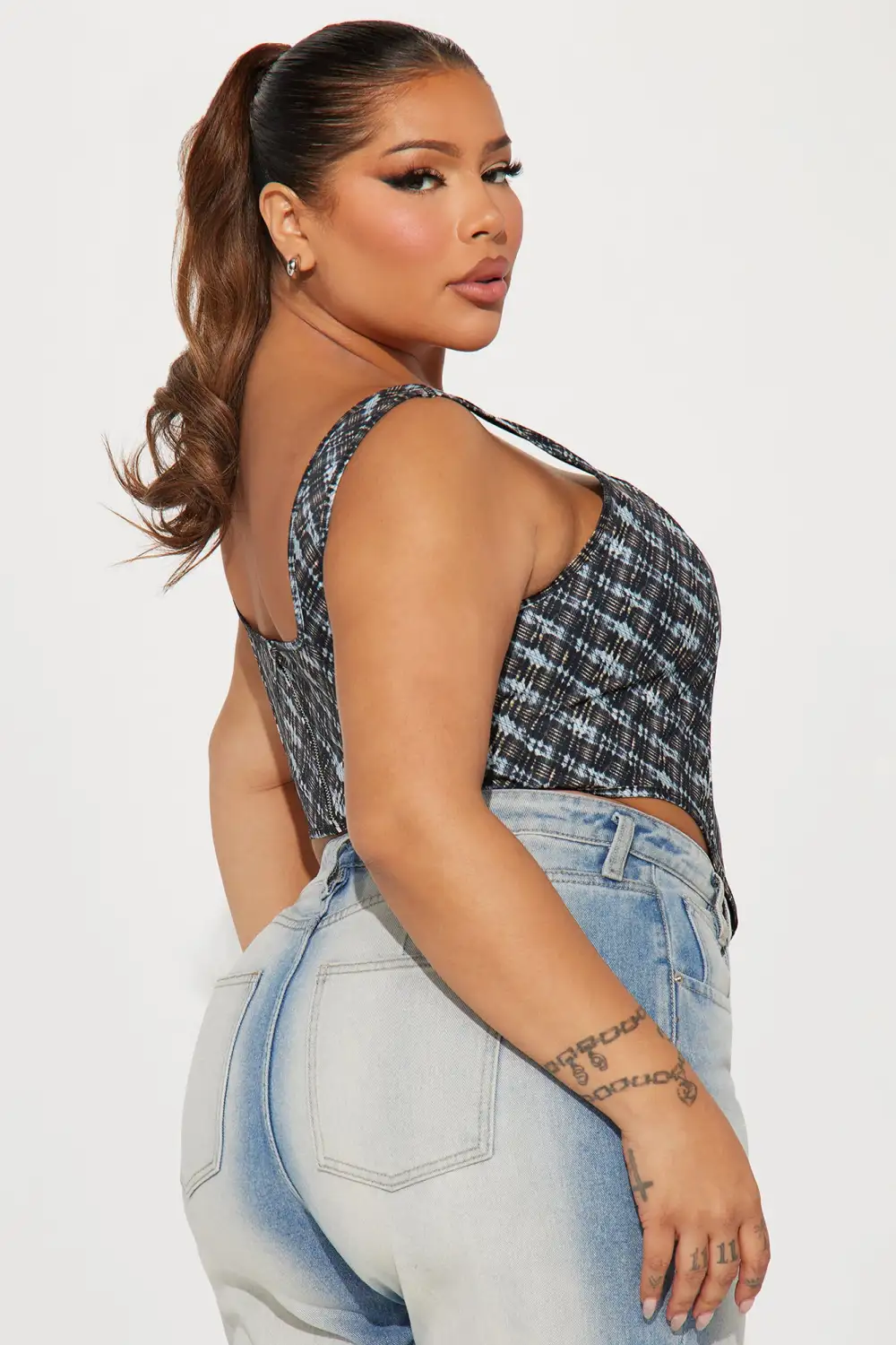 Metro Girl Plaid Corset Top - Black/combo