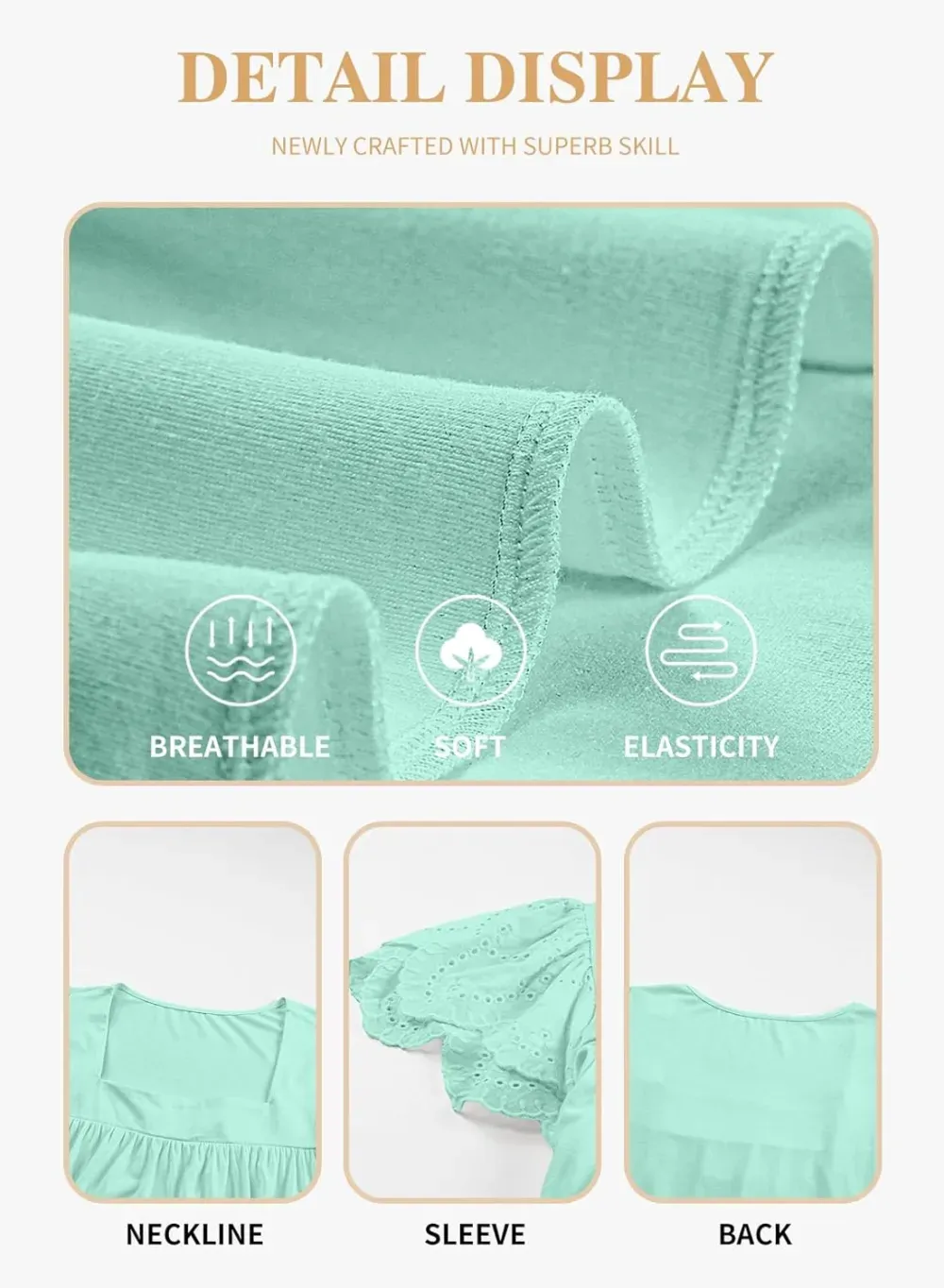 Eytino Womens Plus Size Tops Ruffle Short Sleeve Square Neck Summer Loose Casual Tee Shirts(1X-5X)