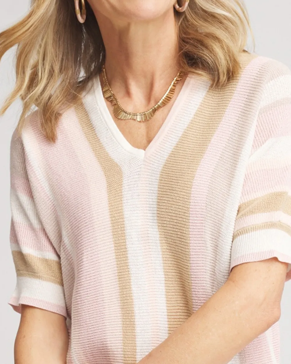 Stripe V-Neck Pullover Sweater