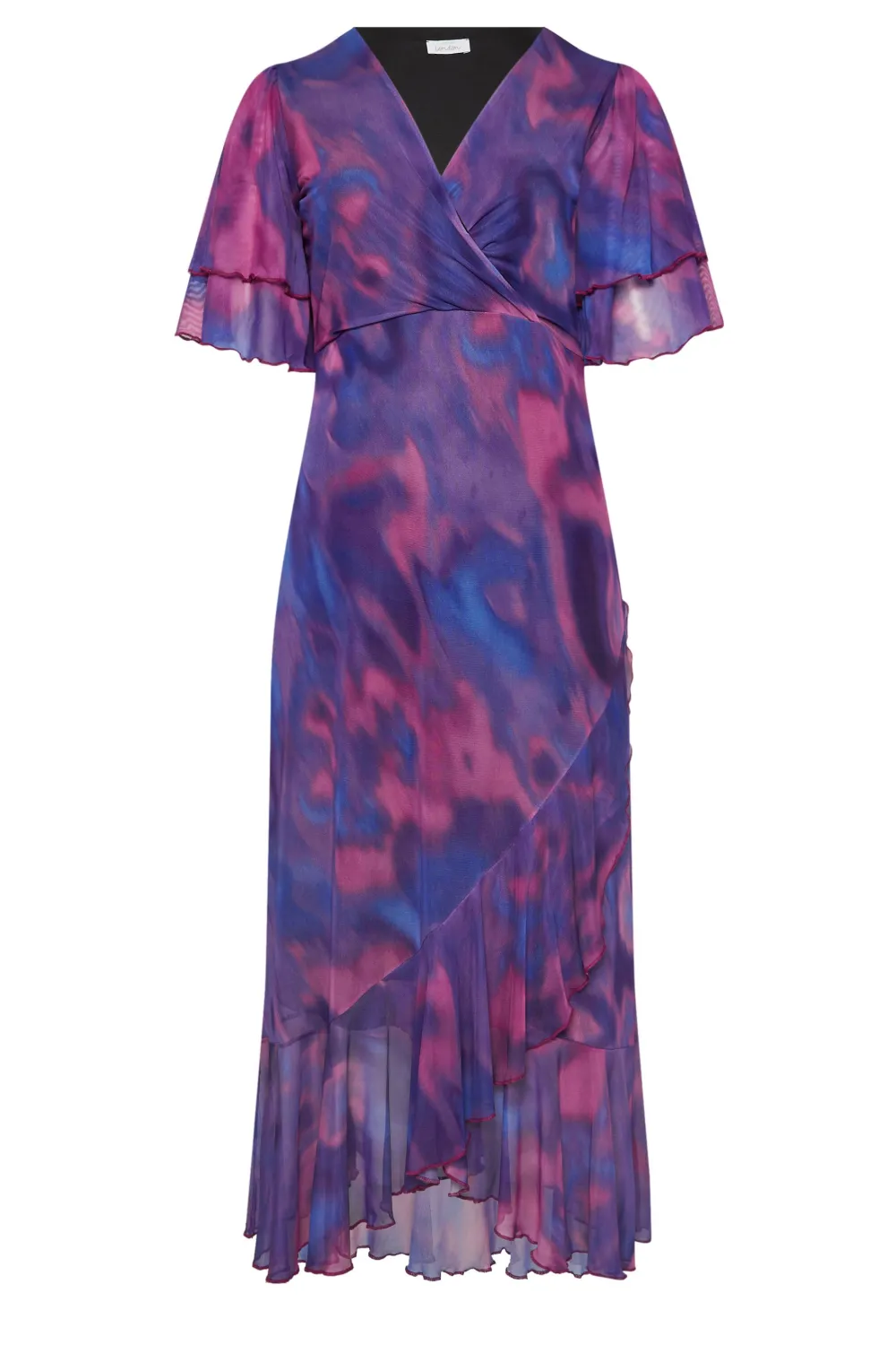 YOURS LONDON Curve Purple Abstract Print Midi Wrap Dress