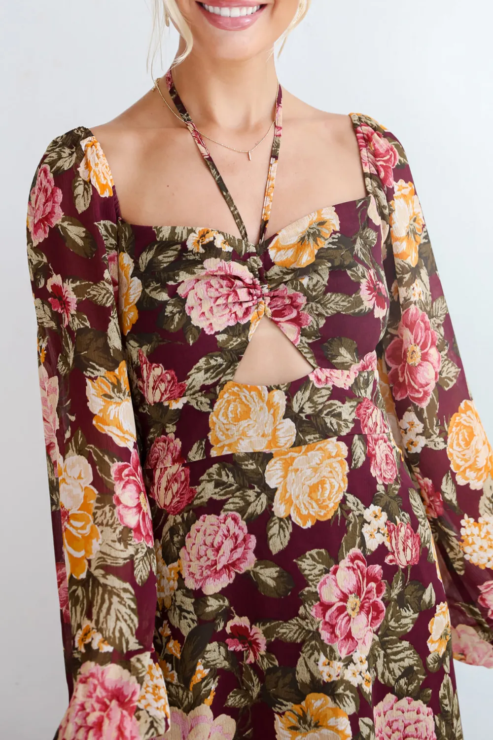 Breathtaking View Plum Floral Maxi Dress