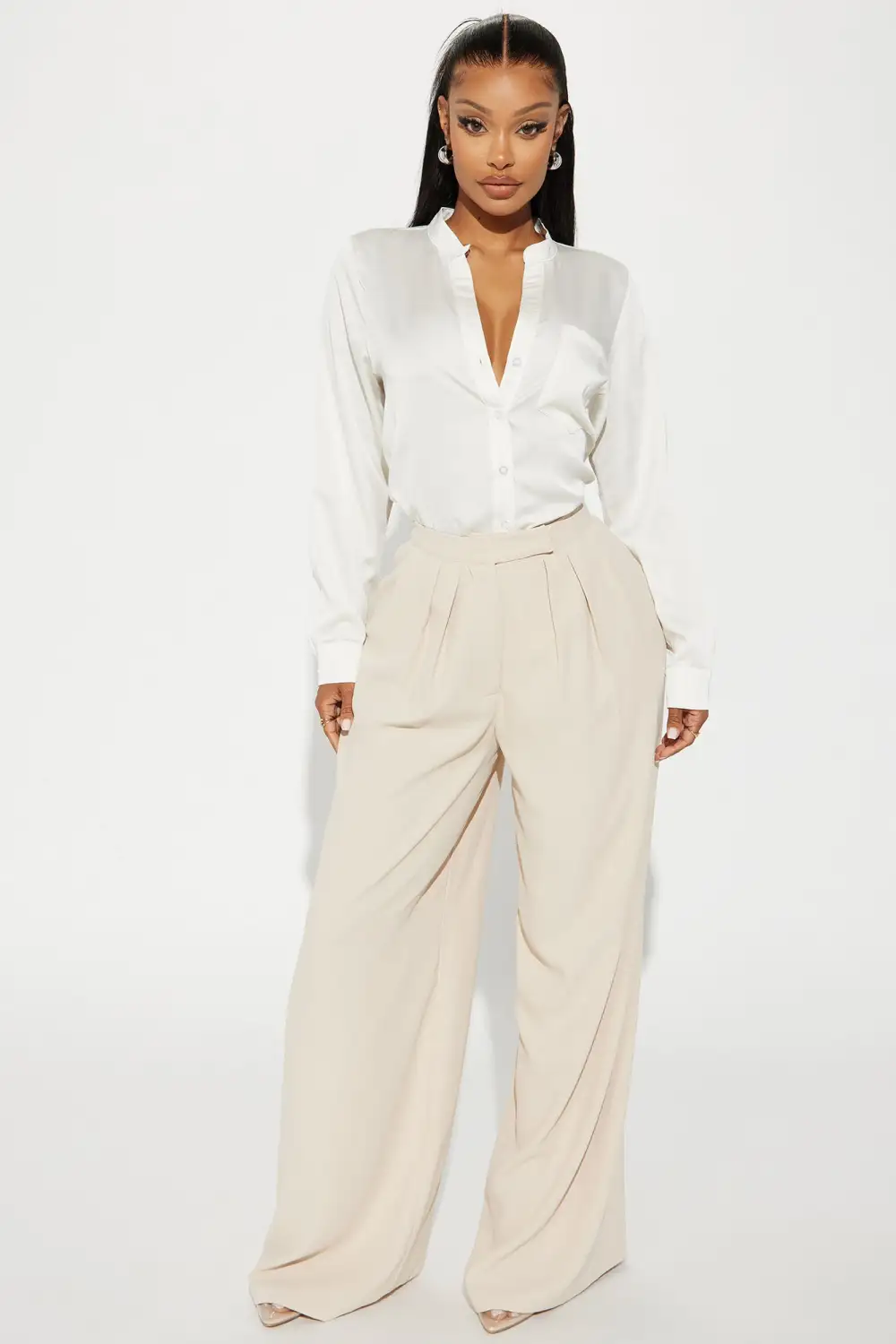 Beth Satin Shirt - Off White
