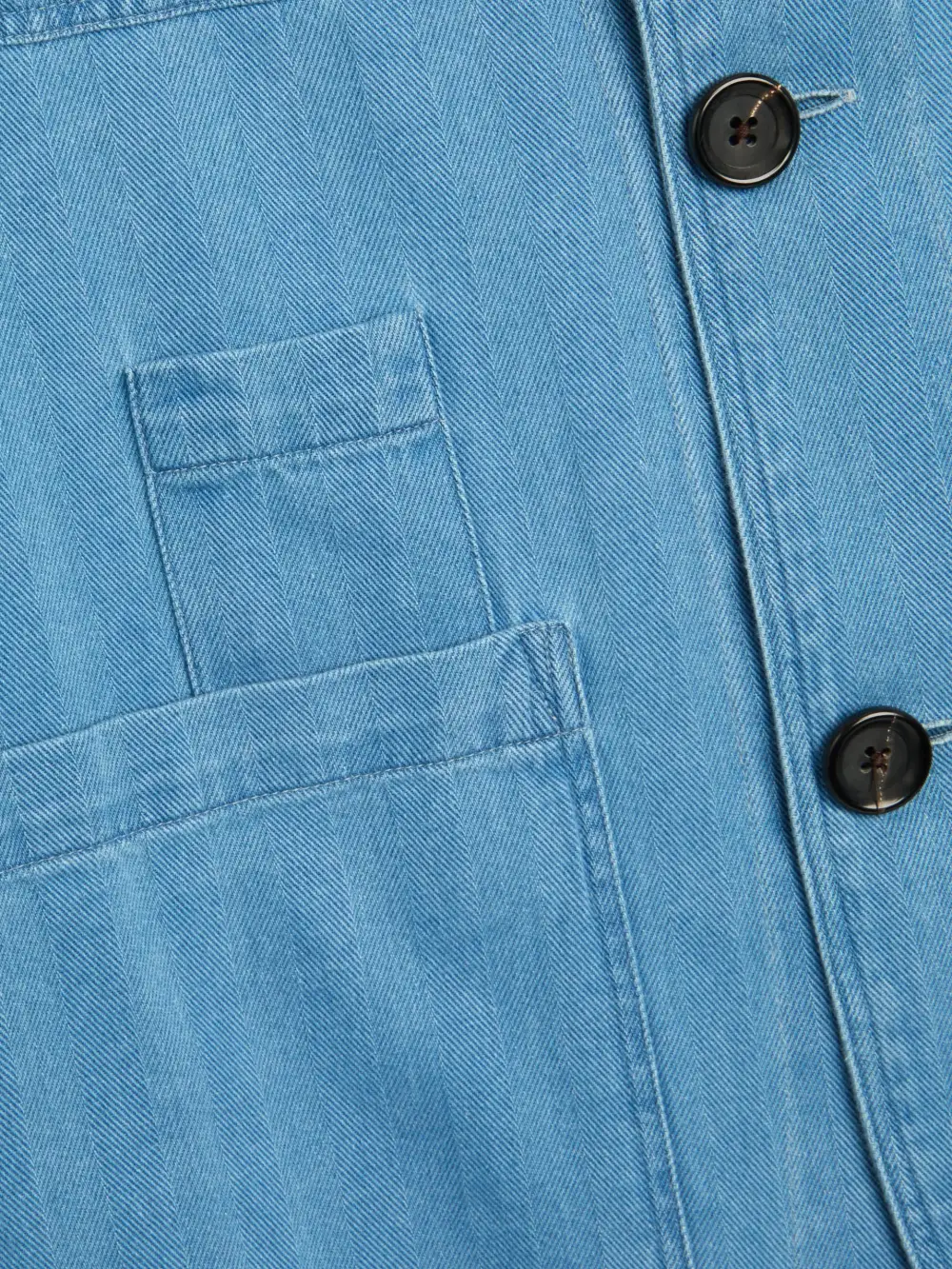 Indigo Long Sleeve Cotton-Linen Jacket