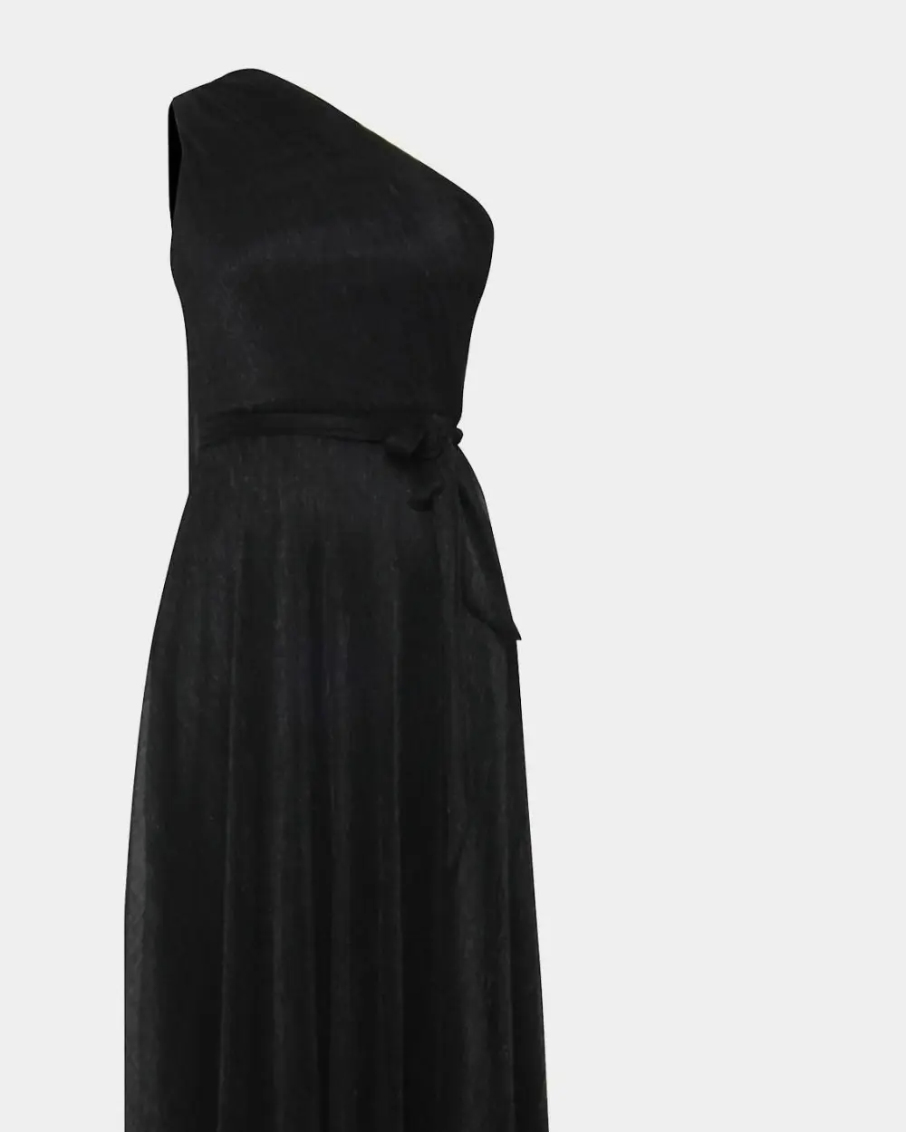 Elastic Waist One Shoulder Dress -Black
