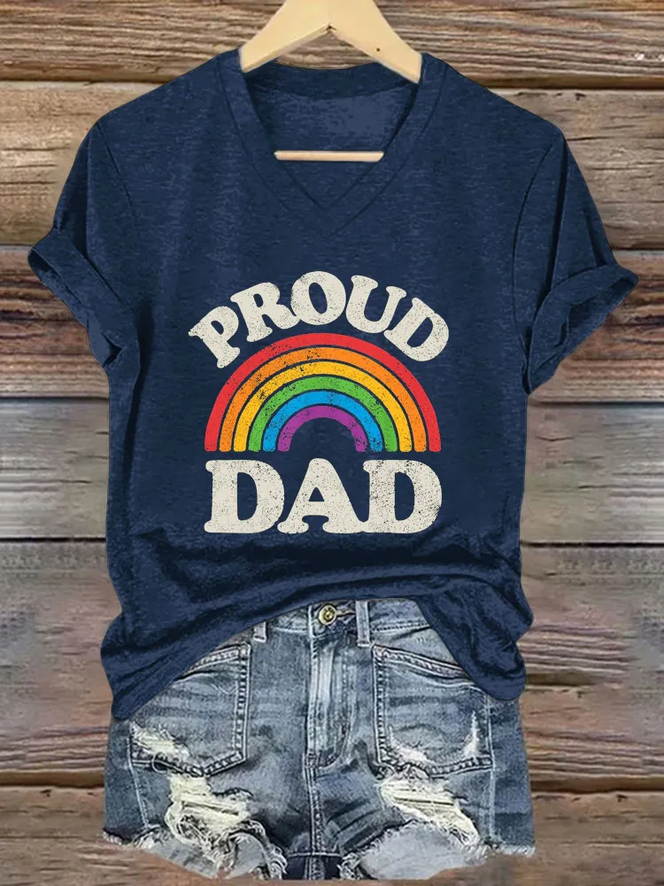 Women'S T-Shirt LGBTQ Proud Dad Gay Pride LGBT Ally Rainbow Father S Day T Shirt