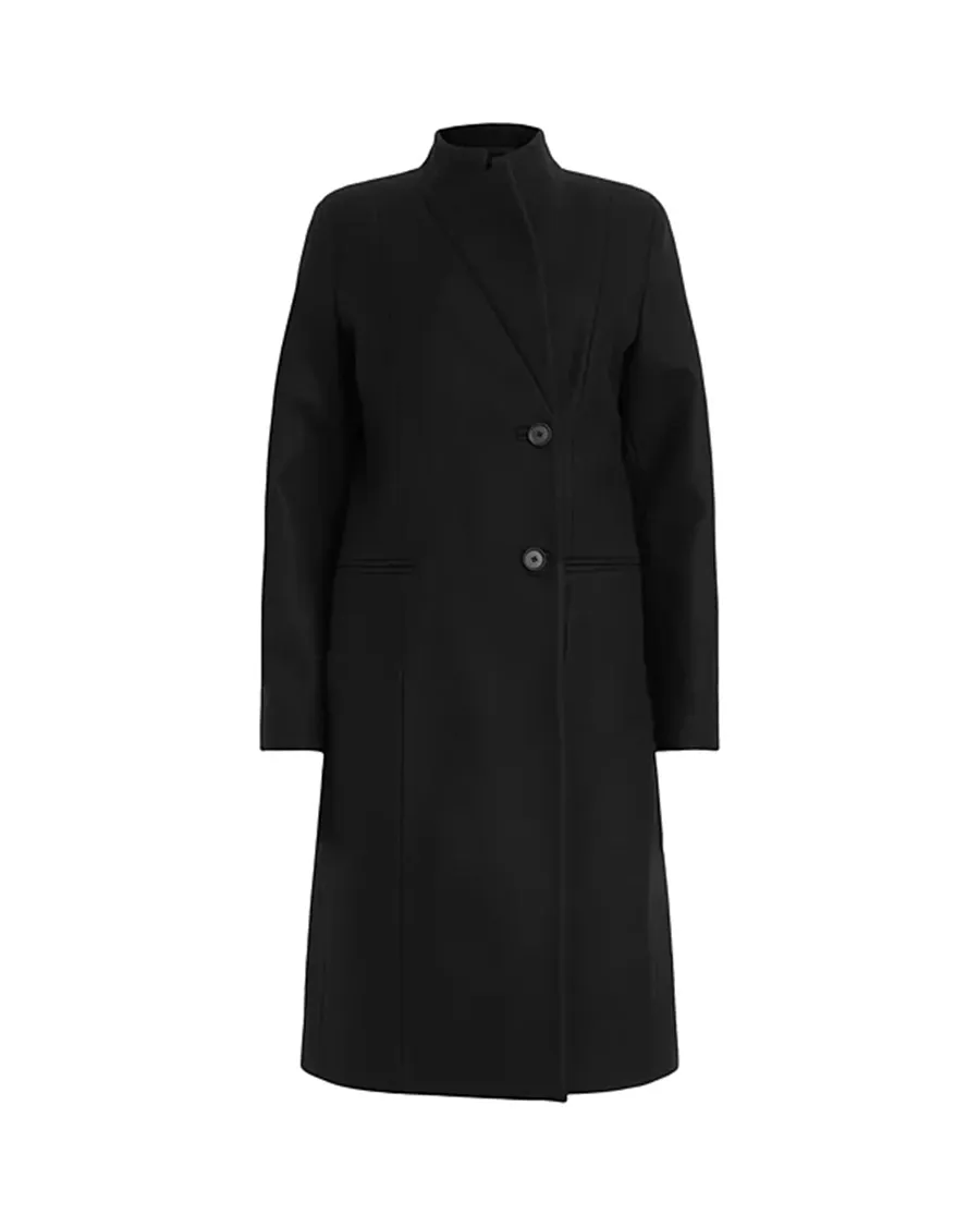 Black Wool Cashmere Blend Tailored Coat
