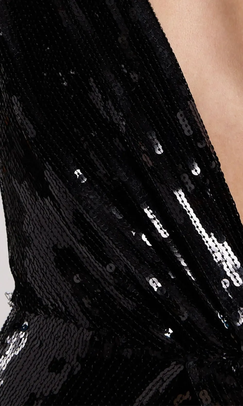 Sequin Deep V-Neck Dress