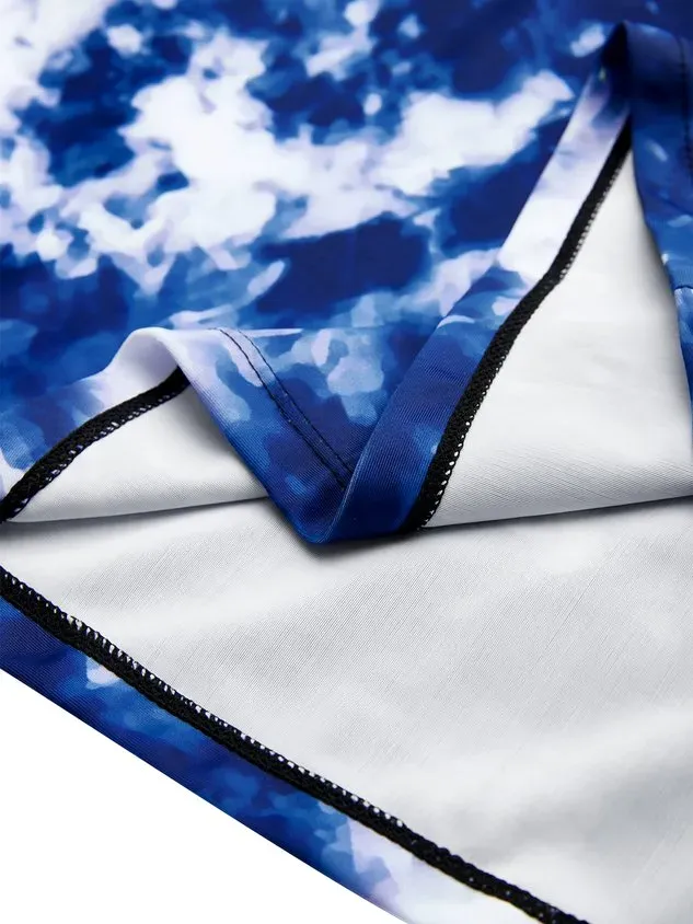 Casual Tie-Dye Pattern Printing Scoop Neck Tankinis Two-Piece Set