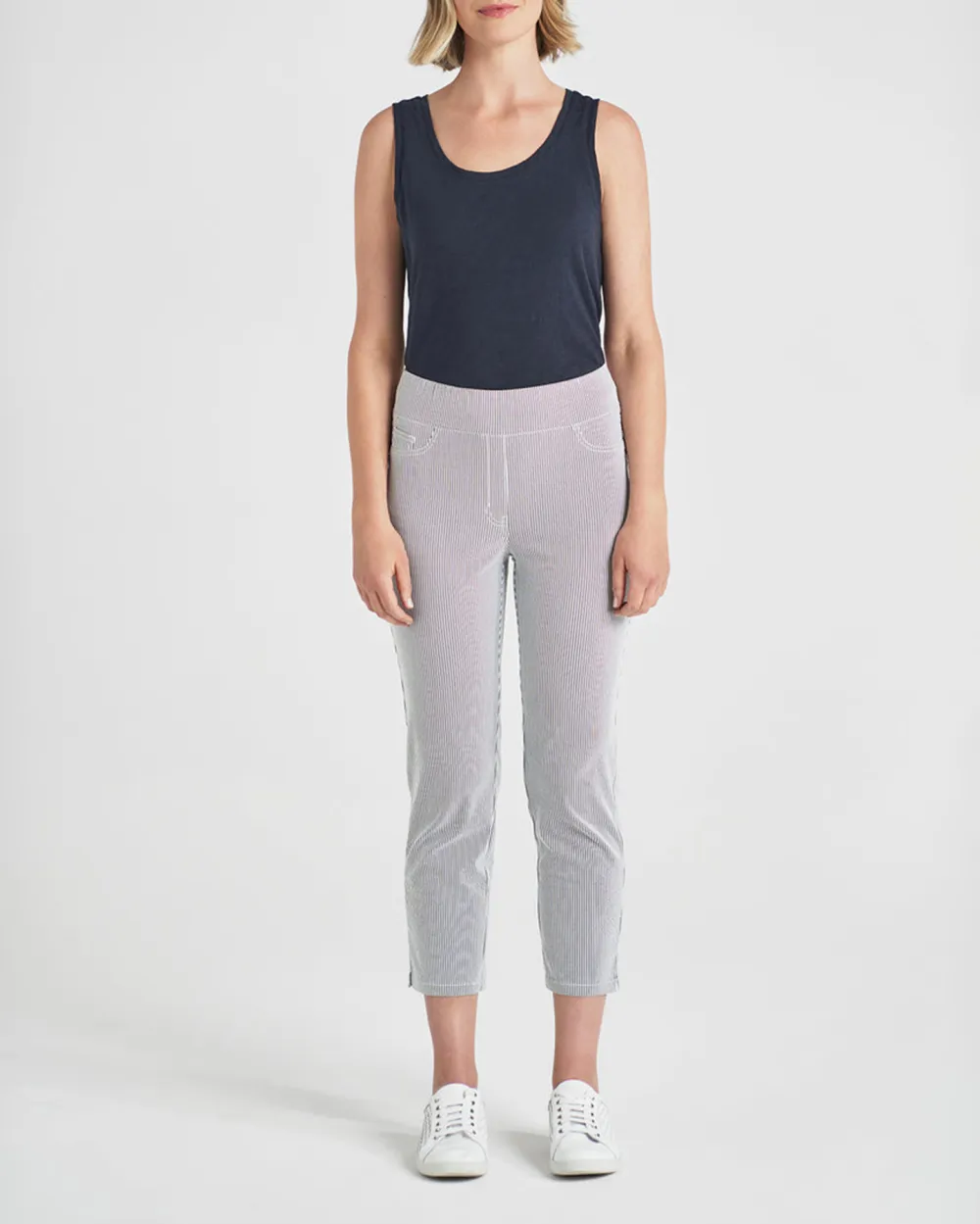 Striped Ankle Length Stretch Pants